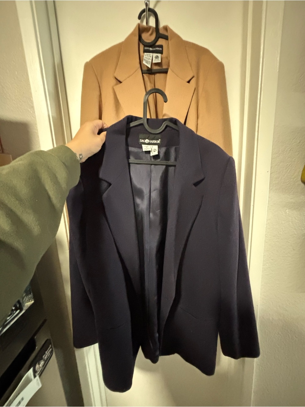 2 Sag Harbor Blazers! Navy Blue and Tan
